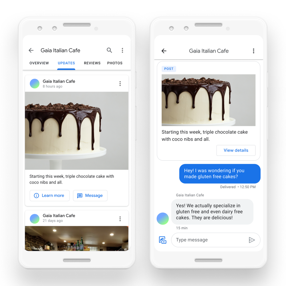 Google добавил возможность верифицированному бизнесу общаться с пользователями Google карт
непосредственно через чат