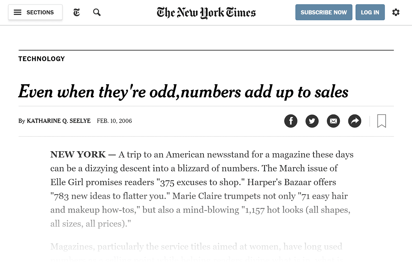 NY Times – Numbers post